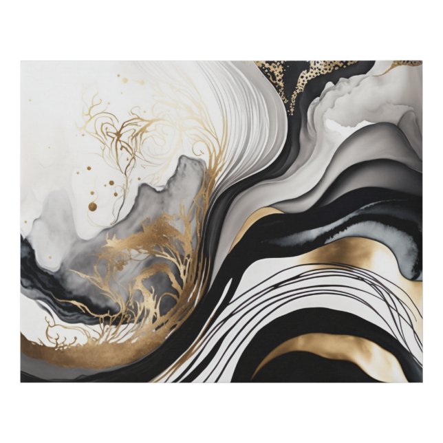 Black Gold Abstract Faux Canvas Print (Front)
