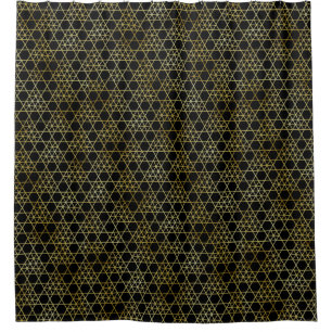 Black & Gold Abstract Geometric Pattern Luxury Shower Curtain