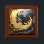 Black Gold Abstract Swirl Modern Moon Gift Box<br><div class="desc">Energy,  and elegance metallic moon with flowing golden swirl against a deep black background.</div>