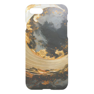Black Gold Abstract Swirl Modern Moon iPhone SE/8/7 Case