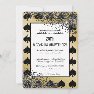 Black Gold Ace Spades Luxury Wedding Anniversary Invitation