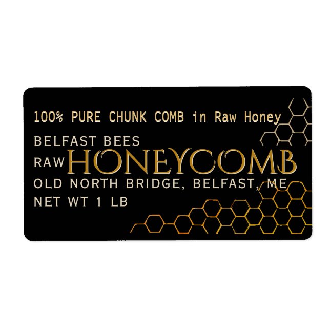 Black Gold Address Sized Honeycomb Label (Front)