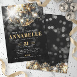 Black Gold Adult 50th Birthday Party Invitation<br><div class="desc">Black and Gold 50th Birthday Party Invitation. Celebrate a milestone in style with this chic black and gold party invitation, perfect for a glamorous 50th birthday—or any age you're celebrating. The design features a stylish gold and black disco ball at the top with smaller matching disco balls at the bottom...</div>