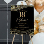 Black Gold Agate 18th Birthday Party Welcome Sign<br><div class="desc">This is an Elegant Black Gold Agate 18th Birthday Party Welcome Sign!</div>