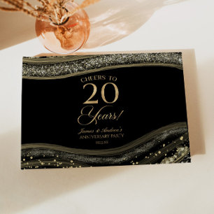 Black Gold Agate 20th Wedding Anniversary Party Guest Book