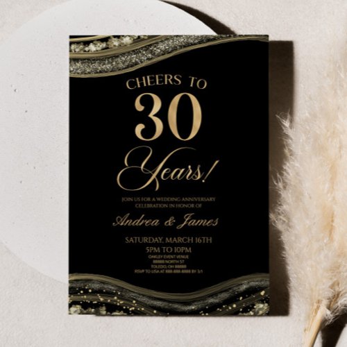 Black Gold Agate 30th Wedding Anniversary Party
