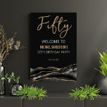 Black Gold Agate 50th Birthday Poster<br><div class="desc">This beautiful agate poster is an elegant and modern way to welcome your guests to any special occasion! Featuring black watercolor texturing and faux gold glitter accents. The customizable texts make this sign also perfect for any age or occasion, from 21st birthdays to 100th anniversaries and everything in between. Whether...</div>