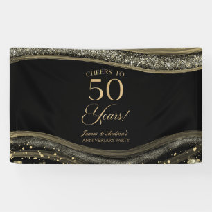 Black Gold Agate 50th Wedding Anniversary Party Banner