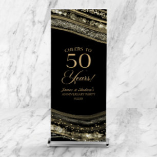 Black Gold Agate 50th Wedding Anniversary Party Retractable Banner