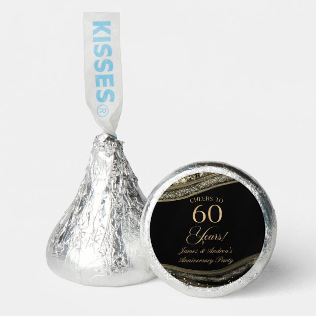 Black Gold Agate 60th Wedding Anniversary Party Hershey®'s Kisses® (Front)