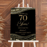 Black Gold Agate 70th Birthday Party Welcome Sign<br><div class="desc">This is an Elegant Black Gold Agate 70th Birthday Party Welcome Sign!</div>