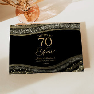 Black Gold Agate 70th Wedding Anniversary Party Guest Book