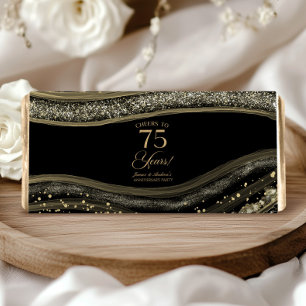 Black Gold Agate 75th Wedding Anniversary Party Hershey Bar Favors