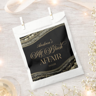 Black Gold Agate All Black Affair Birthday Party Favor Bag