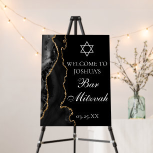 Black Gold Agate Bar Mitzvah Party Welcome Foam Board