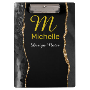 Black & Gold Agate Clipboard