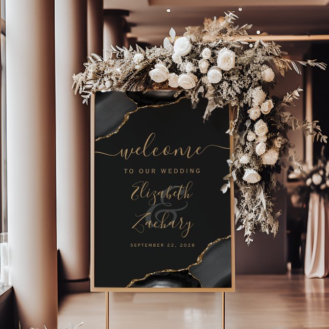 Black Gold Agate Corners 20x28 Wedding Welcome Poster (Creator Uploaded)