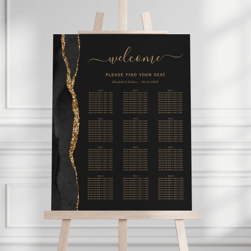 Black Gold Agate Dark 12_Table Wedding Seating Foam Board