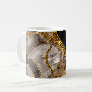 Black & Gold Agate Geode Glitter Coffee Mug