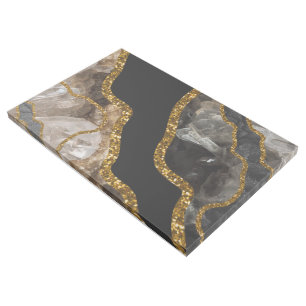Black & Gold Agate Geode Glitter Gallery Wrap