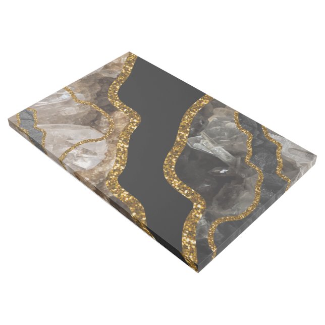 Black & Gold Agate Geode Glitter Gallery Wrap (3/4)