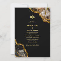 Black & Gold Agate Geode Glitter Wedding