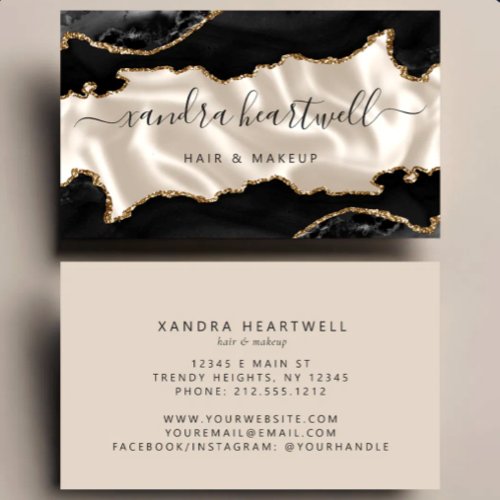 Black Gold Agate Ivory Luxury Stylist Business Card