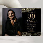 Black Gold Agate Picture 30th Birthday Party Invitation<br><div class="desc">This is an Elegant Black Gold Agate Custom Picture Photo 30th Birthday Party Invitation!</div>