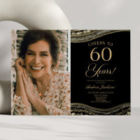 Black Gold Agate Picture 60th Birthday Party