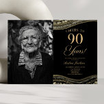 Black Gold Agate Picture 90th Birthday Party Invitation<br><div class="desc">This is an Elegant Black Gold Agate Custom Picture Photo 90th Birthday Party Invitation!</div>