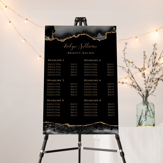 Black Gold Agate Price List Foam Board (In Situ (Stand))
