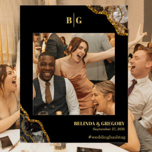 Black Gold Agate Prop Frame Photobooth Wedding Foam Board