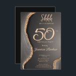 Black Gold Agate Surprise 50th Birthday  Invitation<br><div class="desc">trendy business cards, trendy mugs, trendy luggage tags, trendy wedding invitations, trendy wrapping paper, modern elegant wedding invitations, modern elegant wedding stationery, modern elegant weddings, marble business cards, marble office school, marble luggage tags, marble bath towels, marble product labels, adult birthday birthday invitations, adult birthday 50th birthday invitations, adult birthday...</div>