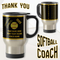 Black Gold All Player's Name Softball Coach Mug