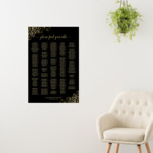 Black & Gold Alphabetical Wedding Seating Chart Foam Board
