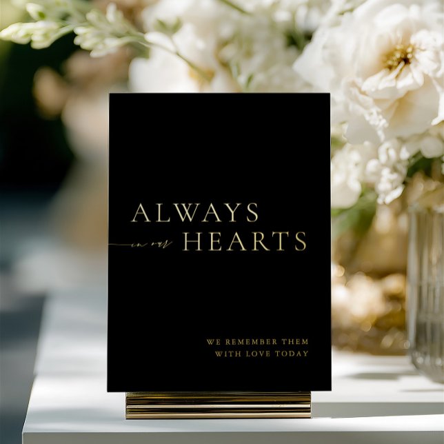 Black & Gold Always in Our Hearts Sign Foil Invitation (Black & Gold Always in Our Hearts Sign Foil)