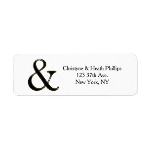 Black & Gold Ampersand Chic Wedding Invitation Label