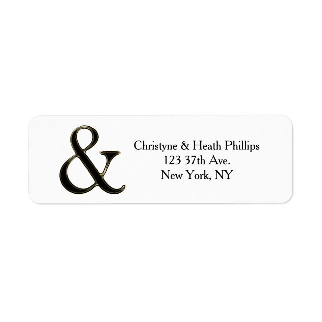 Black & Gold Ampersand Chic Wedding Invitation Label (Front)