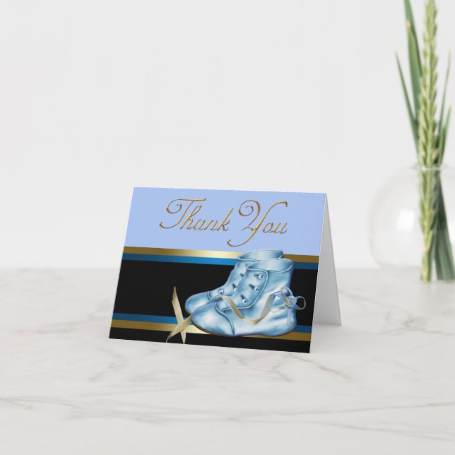 Black Gold and Blue Baby Shoe Thank You (Front)