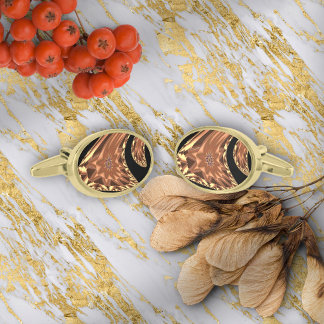 Black Gold and Copper Digital Art Cufflinks