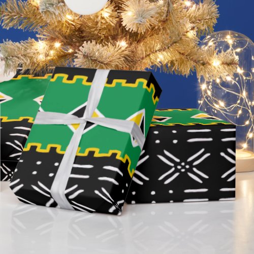 Black Gold And Green Tribal Pattern Wrapping Paper