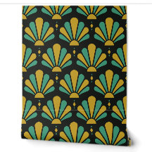 Black, Gold and Jade Art Deco Teardrop Fan