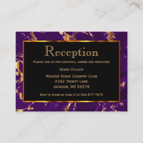 Black Gold and Purple Marble _ Reception Enclosure Card