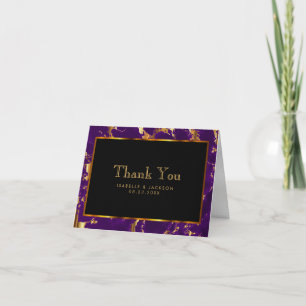 Black, Gold and Purple Marble - Thank You Card