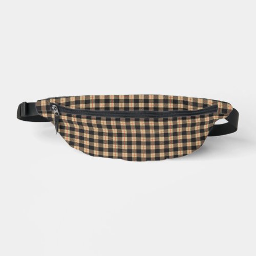 Black Gold and Red Check Fanny Pack