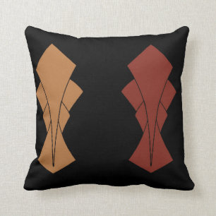 Black Gold and Rust Fantail Reversible Throw Pillow