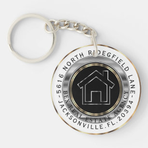 Black, Gold and Silver Home - Realtor Custom  Keychain