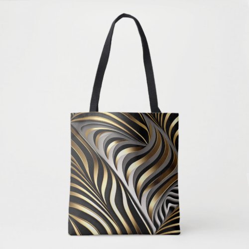 Black gold and silver original pattern tote bag