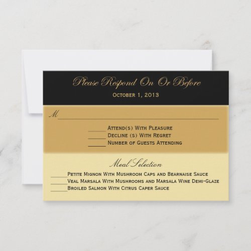 Black Gold and Tan RSVP Response Card