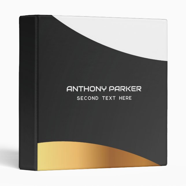 Black Gold And White 3 Ring Binder (Front/Spine)